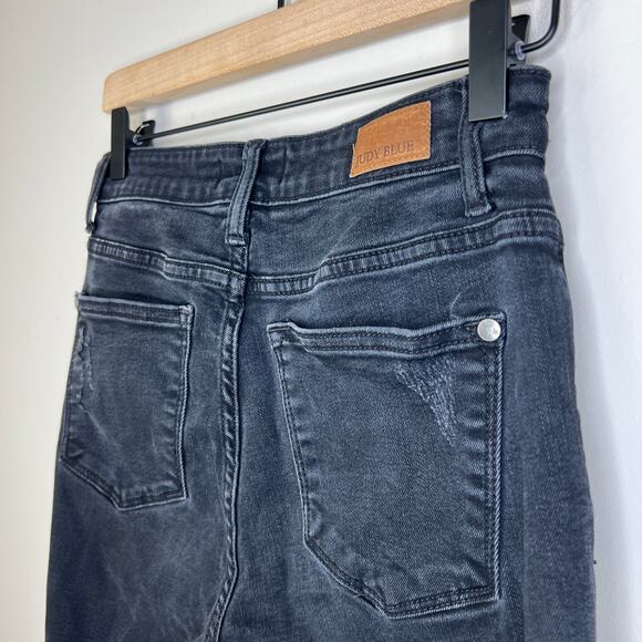 Judy Blue Boyfriend Fit Black Distressed Jeans Size 3/26 Style JB82161BK Stretch - Picture 7 of 15